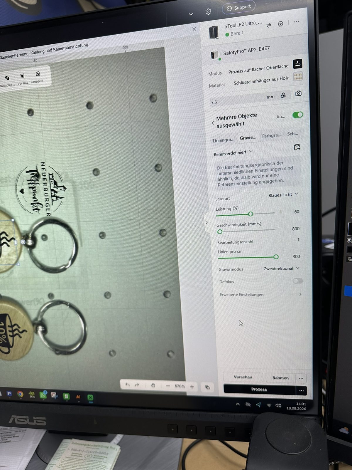 Laser-Software: Einstellungen für Leistung und Geschwindigkeit